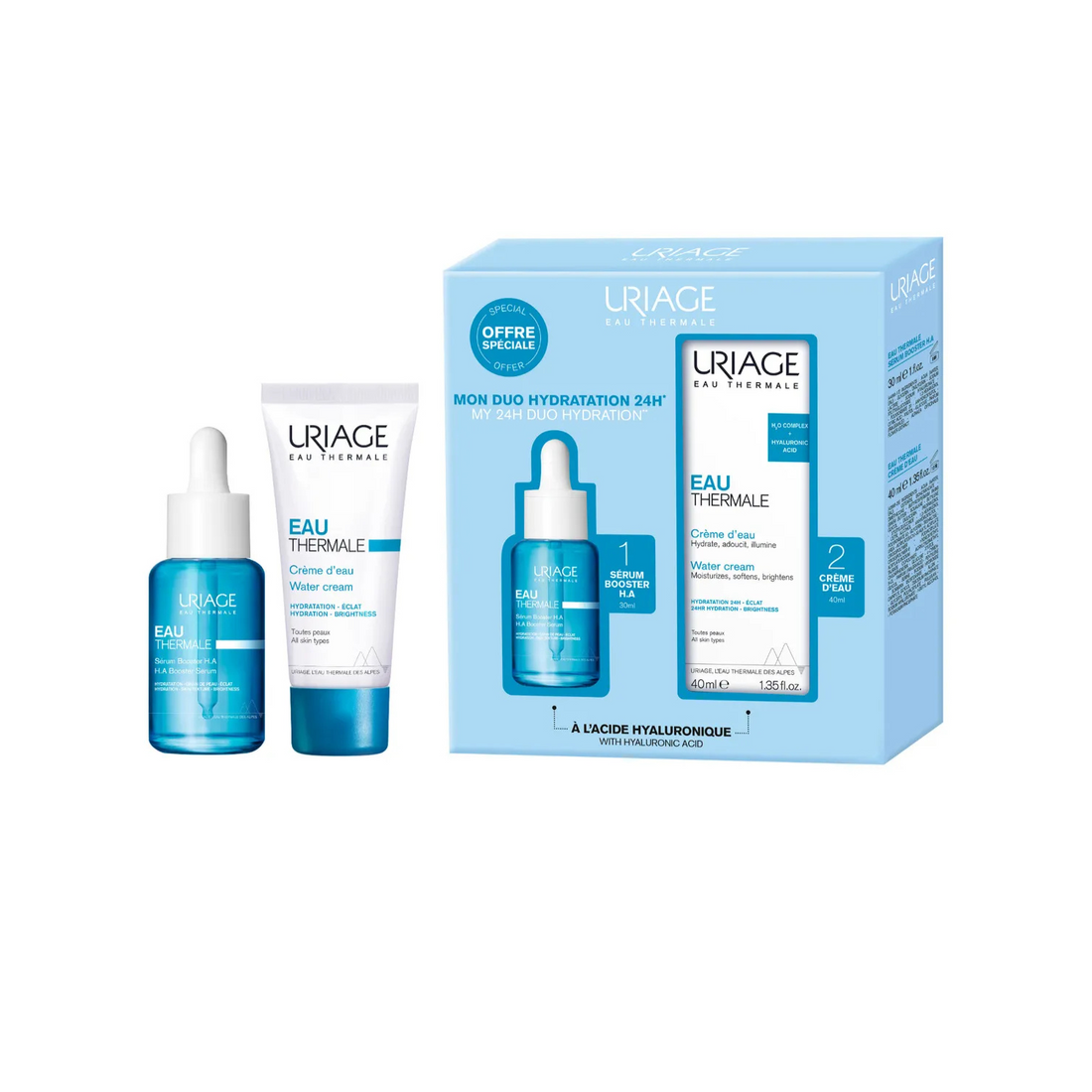 Pack Uriage Eau Thermale Hidratante - Serum Booster H.A + Crema de Agua